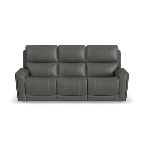 Carter Power Reclining Sofa With Console & Power Headrests & Lumbar - Smoke | Flexsteel