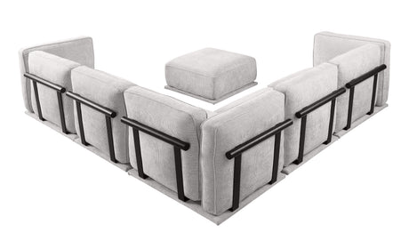 This is a set of  modular fabric sofa, including a corner module and multiple independent seating areas, paired with square ottomans of the same material. - sold by Home Elegance USA