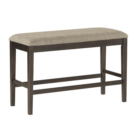 Dark Brown Finish Counter Height Table with Lazy Susan Lower Display Shelf and 4x Counter Height Chairs Bench Contemporary Dining 6pc Set Wooden Furniture - sold by Home Elegance USA