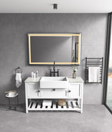 84in. W x48 in. H Framed LED Single Bathroom Vanity Mirror in Polished Crystal Bathroom Vanity LED Mirror with 3 Color Lights Mirror for Bathroom Wall | Home Elegance USA