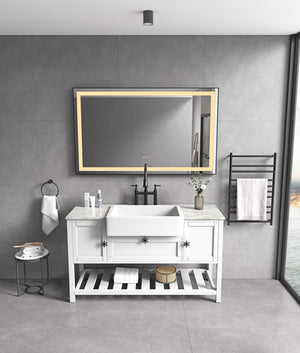 84in. W x48 in. H Framed LED Single Bathroom Vanity Mirror in Polished Crystal Bathroom Vanity LED Mirror with 3 Color Lights Mirror for Bathroom Wall - W1272103502 - image - 16