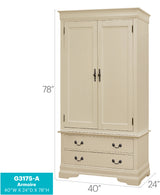 Elegant Traditional Beige Armoire - sold by Home Elegance USA