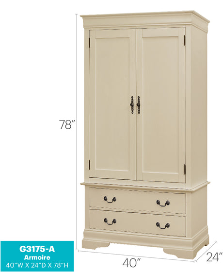 Elegant Traditional Beige Armoire - sold by Home Elegance USA