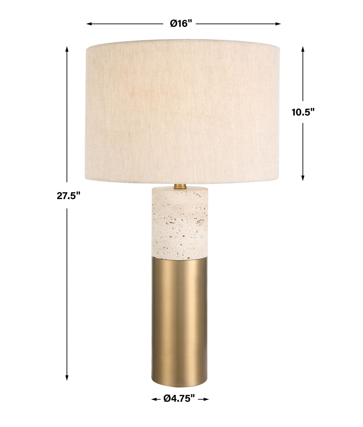 Gravitas Elegant Brass & Stone Lamp - White by Uttermost - View 9
