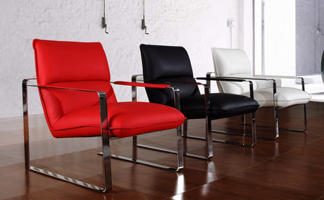 Divani Casa Dunn Modern Red Leather Lounge Chair - VGEV791 - RED - Home Elegance USA - 1