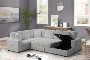 Grande Modern Style Sectional Sofa with USB-C, Sleeper Function & Storage Made with wood in Gray(CA INVENTORY) - sold by Home Elegance USA