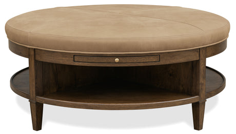 Cashiers Cocktail Ottoman Chestnut / Vintage Ecru - Dark Brown / Beige by Hooker Furniture - View 2