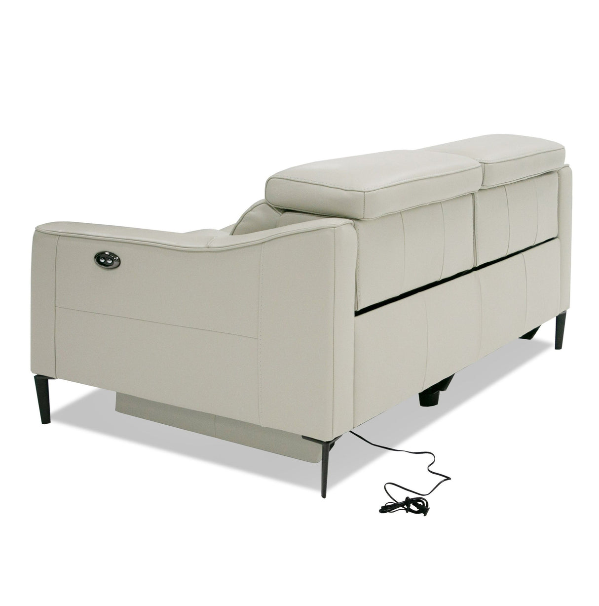 Divani Casa Eden - Modern Grey Leather Loveseat with 2 Recliners
