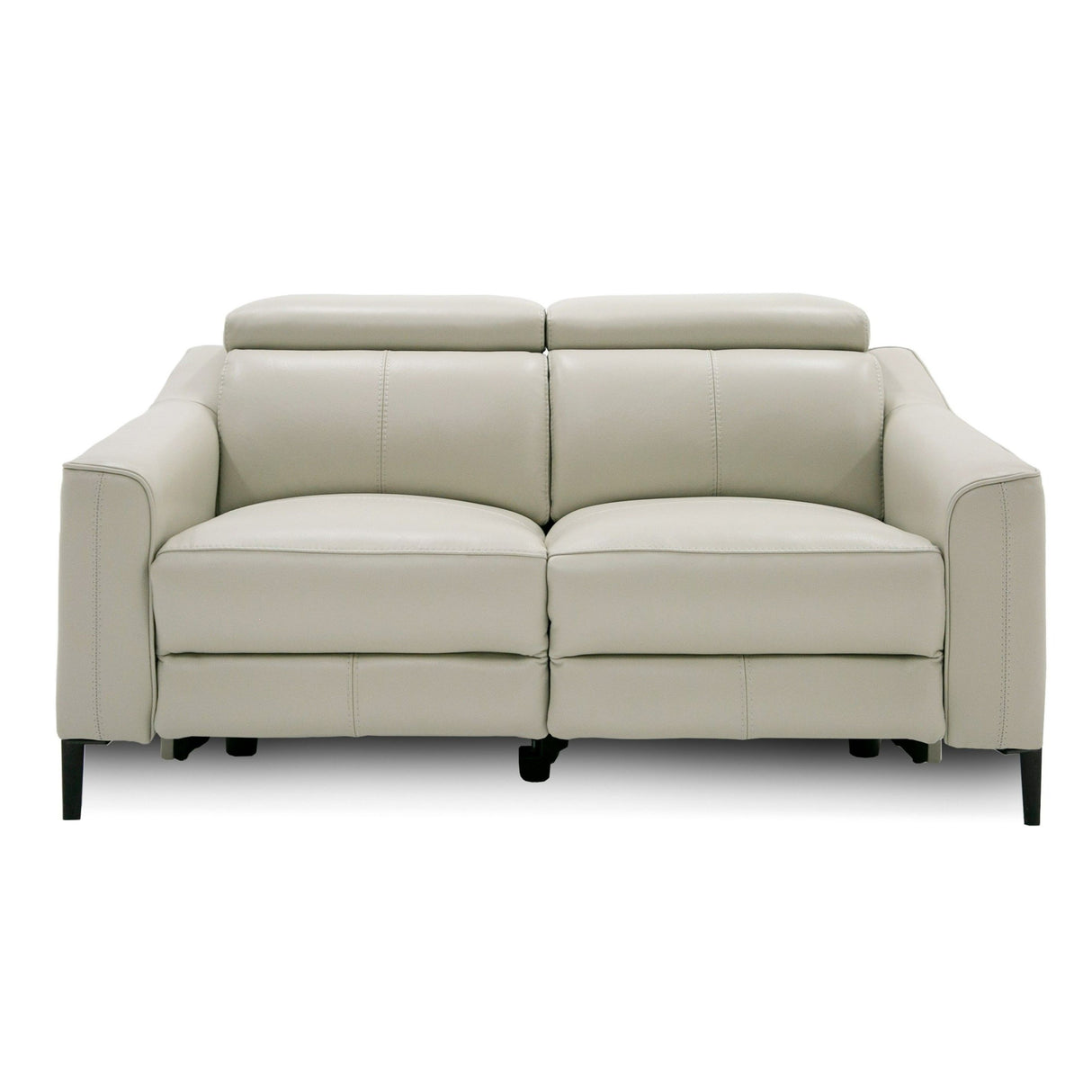 Divani Casa Eden - Modern Grey Leather Loveseat with 2 Recliners