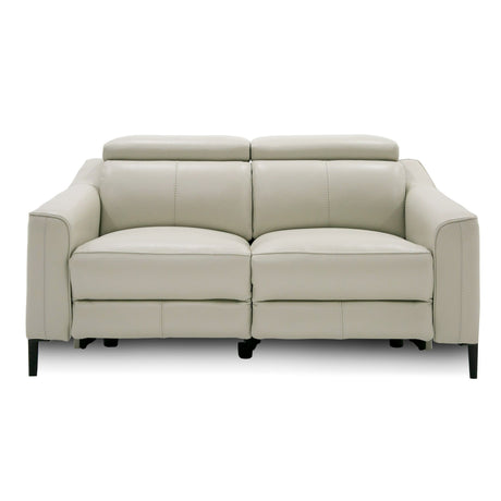 Divani Casa Eden - Modern Grey Leather Loveseat with 2 Recliners