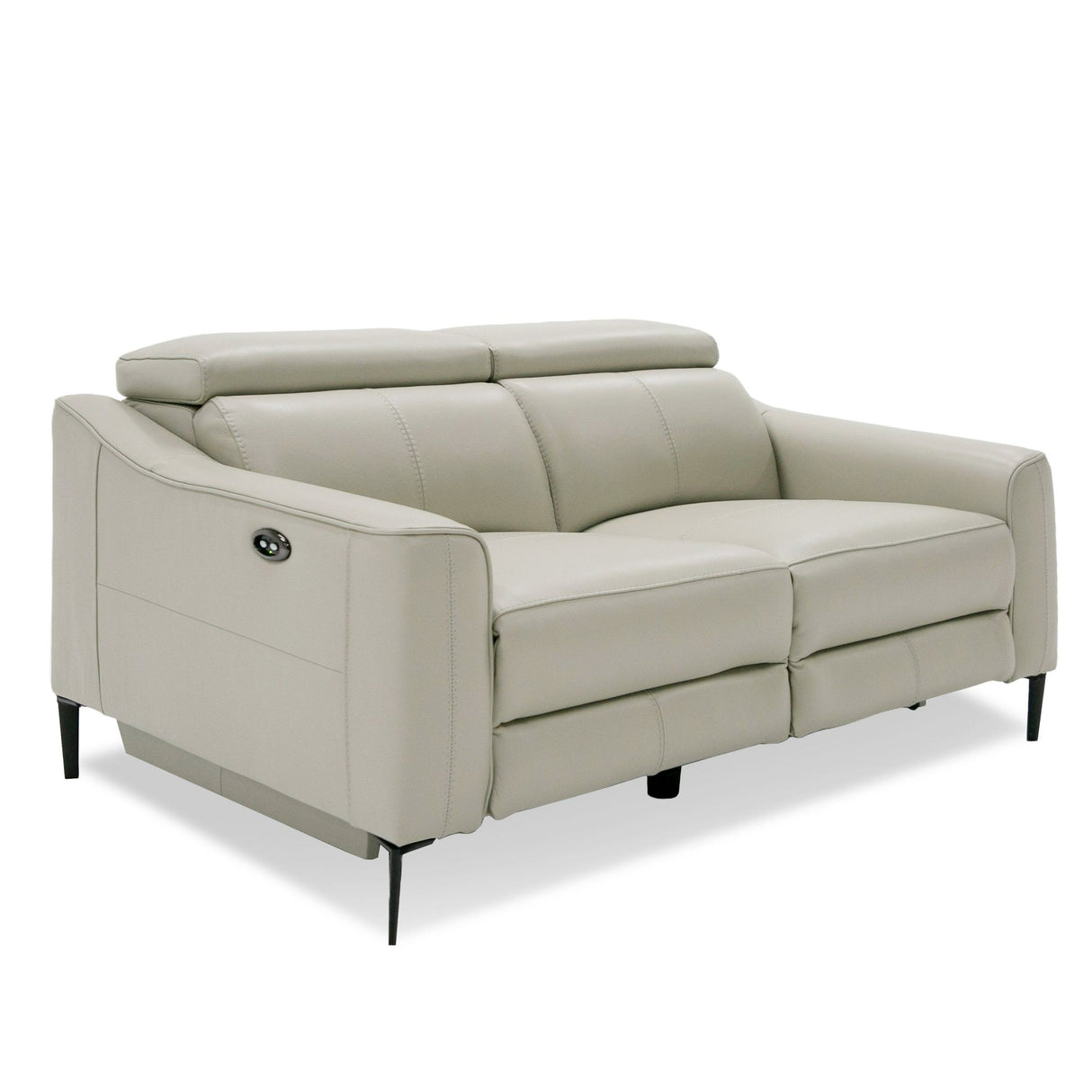 Divani Casa Eden - Modern Grey Leather Loveseat with 2 Recliners