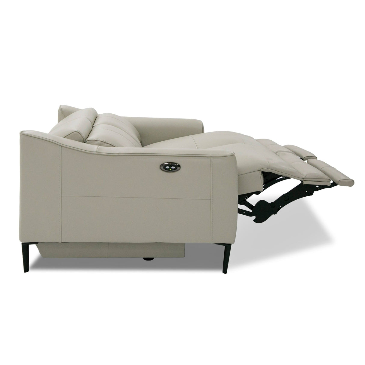 Divani Casa Eden - Modern Grey Leather Loveseat with 2 Recliners