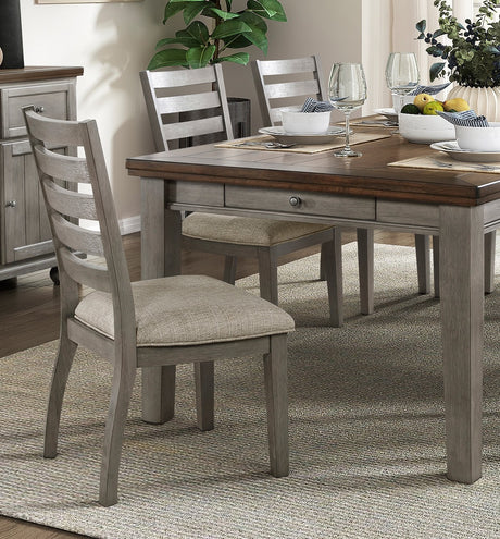 Gray Finish Traditional Style 7pc Dining Set Drawers Table and 6x Side Chairs Ladder Back Design Wooden Furniture - sold by Home Elegance USA