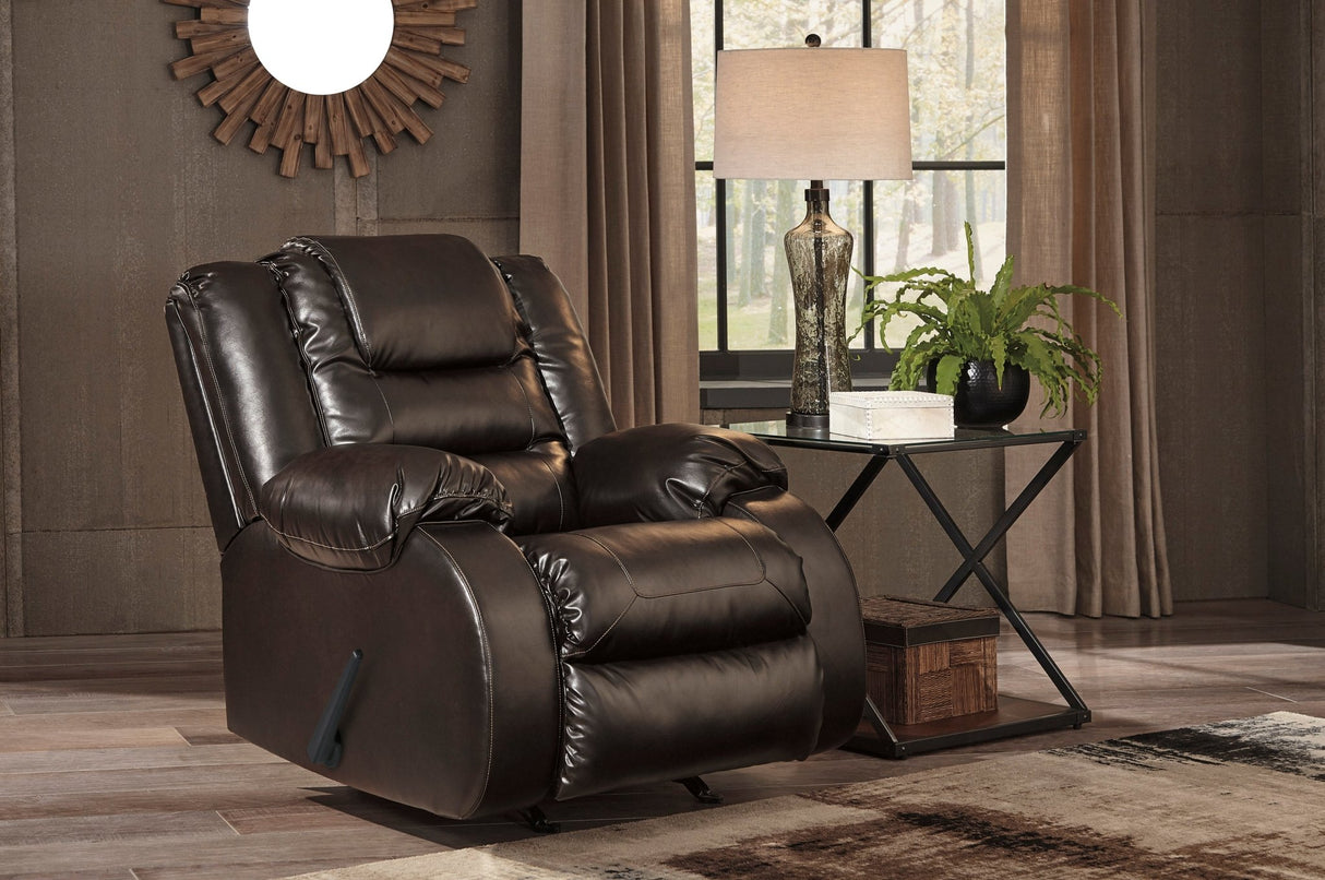 Ashley Chocolate Vacherie Rocker Recliner - Faux Leather | Home Elegance USA