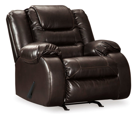 Ashley Chocolate Vacherie Rocker Recliner - Faux Leather | Home Elegance USA