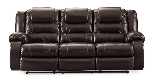 Ashley Chocolate Vacherie Reclining Sofa - Faux Leather | Home Elegance USA