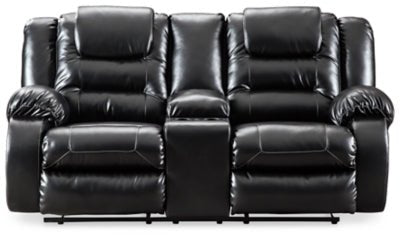 Ashley Black Vacherie DBL Rec Loveseat w/Console - Faux Leather - 7930894 - Home Elegance USA - 1