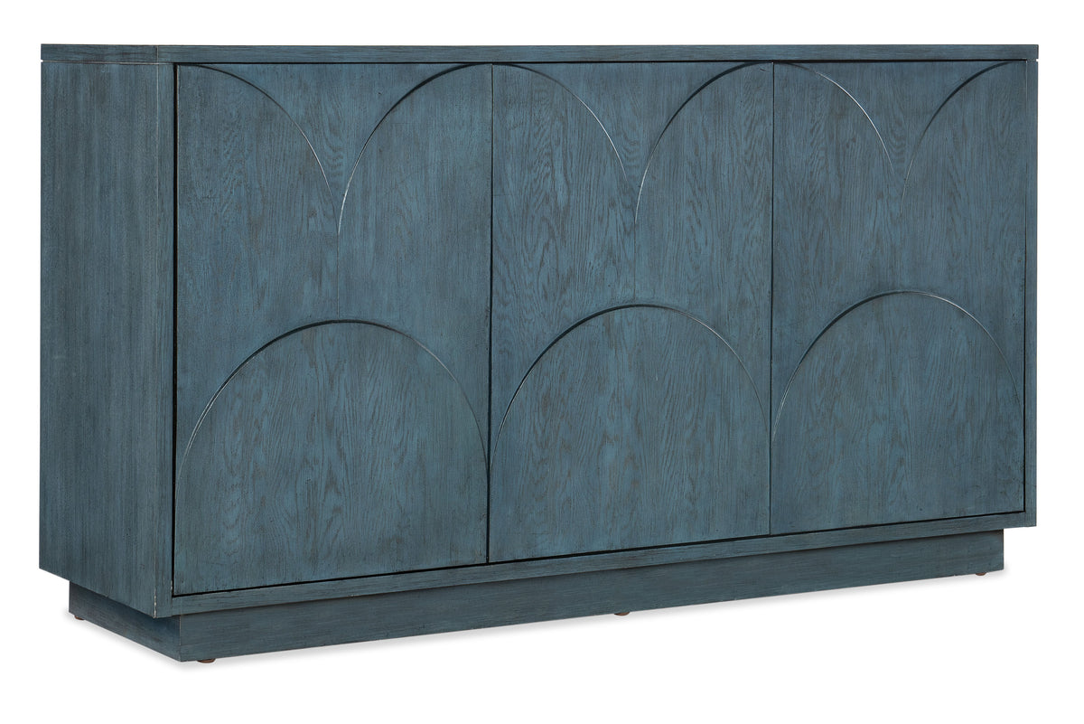 Melange Round Valley Three Door Entertainment Credenza - Blue by Hooker Furniture - View 1