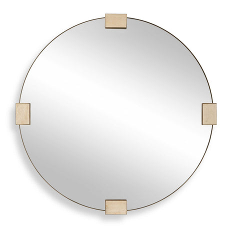 Russo Travertine Round Mirror Bronze / Brown / Gold - Beige by Uttermost - View 1