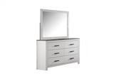 Modern Style 1pc Dresser Two Tone Design Sleek Handles Bar Handles Six Drawers White Finish Bedroom Furniture