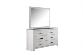 Modern Style 1pc Dresser Two Tone Design Sleek Handles Bar Handles Six Drawers White Finish Bedroom Furniture