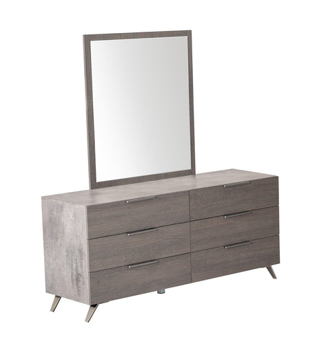 Bronx Italian Modern Faux Concrete & Grey Dresser & Mirror Set - View Image 1