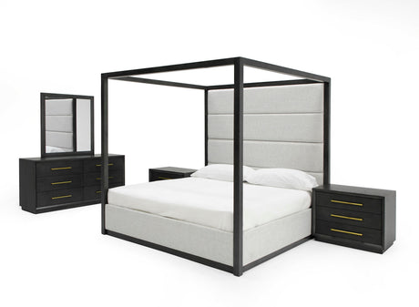 Manhattan - Contemporary Canopy Grey Bed -queen - View Image 1