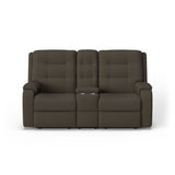 Arlo Transitional Fabric Power Reclining Loveseat With Console & Power Headrests | Flexsteel