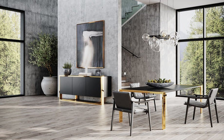 Modrest Fauna - Modern Wenge and Brass Dining Table