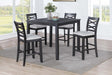 Dining Room Furniture 5pcs Set Charcoal Dining Table 4x Side Chairs Rubberwood Cross Back Design Chair Wooden Top