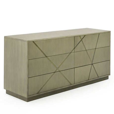 Modrest Nixa - Modern Wide Birch + Brushed Bronze Dresser