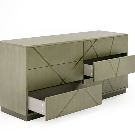 Modrest Nixa - Modern Wide Birch + Brushed Bronze Dresser