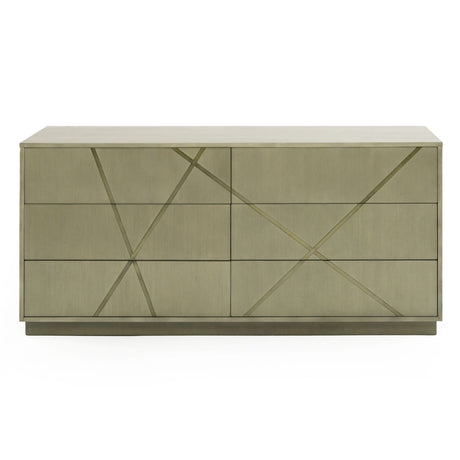 Modrest Nixa - Modern Wide Birch + Brushed Bronze Dresser