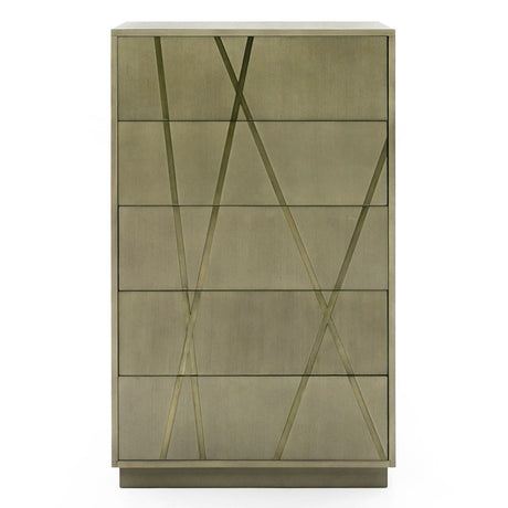 Modrest Nixa - Modern Wide Birch + Brushed Bronze Chest