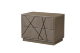 Nixa - Modern Beige Velvet + Brushed Bronze + Birch Bed + Nightstands-queen - View Image 1
