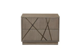 Nixa - Modern Beige Velvet + Brushed Bronze + Birch Bed + Nightstands-queen - View Image 1