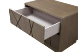 Nixa - Modern Beige Velvet + Brushed Bronze + Birch Bed + Nightstands-queen - View Image 1