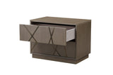 Nixa - Modern Beige Velvet + Brushed Bronze + Birch Bed + Nightstands-queen - View Image 1