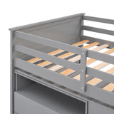 Loft Bed Low Study Twin Size Loft Bed With Storage Steps and Portable,Desk,Gray(OLD SKU: LT000101AAE) - Home Elegance USA