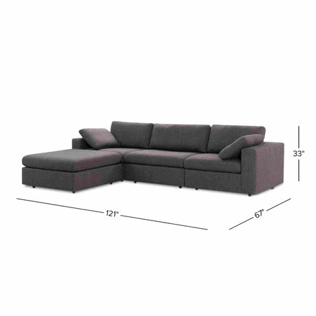 Cecilia Modular Corner Sectional Modern Fabric Sofa Dark Gray Sturdy Design - sold by Home Elegance USA