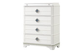 Laguna Modern Style 4-Drawer Chest Made with Wood, Hidden Jewelry Drawer and Crystal Accents in White  same asG150108979  ( NJ inventory)