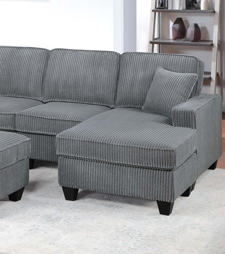 LAF Loveseat With USB Port Modern style 5pc Sectional Set Corner Wedge Armless Chair Cocktail Ottoman RAF Loveseat With Storage Fog Finish Primary Living Room - sold by Home Elegance USA