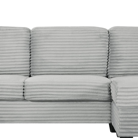 Modern U-shaped Sectional Sofa with Movable Ottoman and Side Storage Pockets, Grey Corduroy, 125.2' - sold by Home Elegance USA