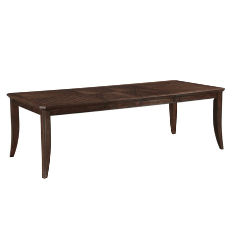 Traditional Dining Table with Extension Leaf Cherry Finish with Dark Walnut Inlay Wooden Formal Dinng Room Furniture