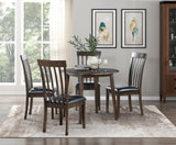 Espresso Finish Small Dining Set 5pc Round Table with Drop Leaves and 4x Side Chairs Wooden Dining Furniture