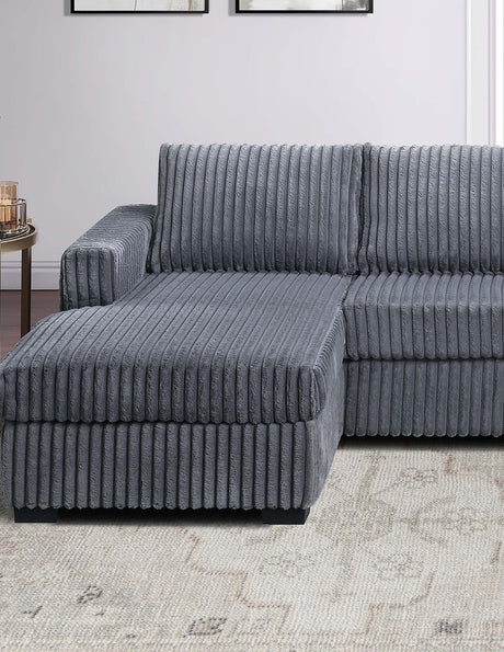 Dark Gray Finish 3pc U-Shaped Sectional Set Cushion Back Armless Chairs Right Arm And Left Arm Chaise Primary Living Room Comfortable For 4 People - sold by Home Elegance USA
