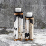 Illini Stone Candleholders (Set of 2) Black & White - Black / White by Uttermost - View 3