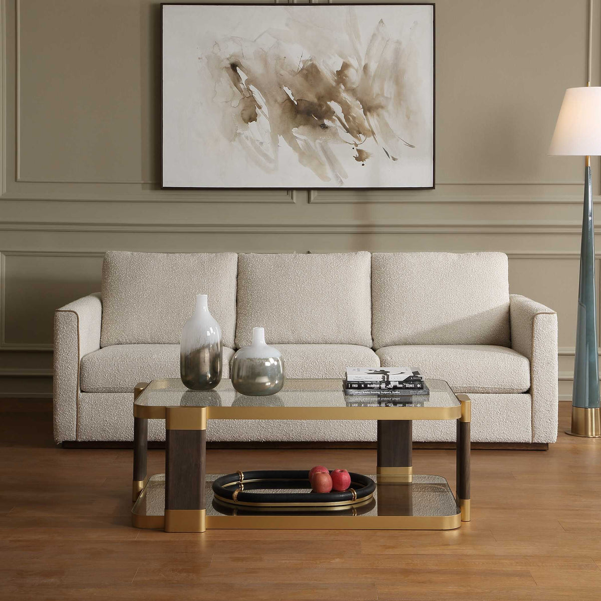 Lorien Boucle Sofa Cream - White by Uttermost - View 2