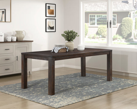 Dark Brown Finish Dining Table Wooden Frame Modern Dining Kitchen Furniture 1pc