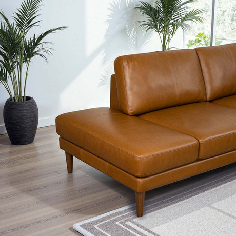 Corbin Left-Facing Tan Leather Sectional Sofa - sold by Home Elegance USA